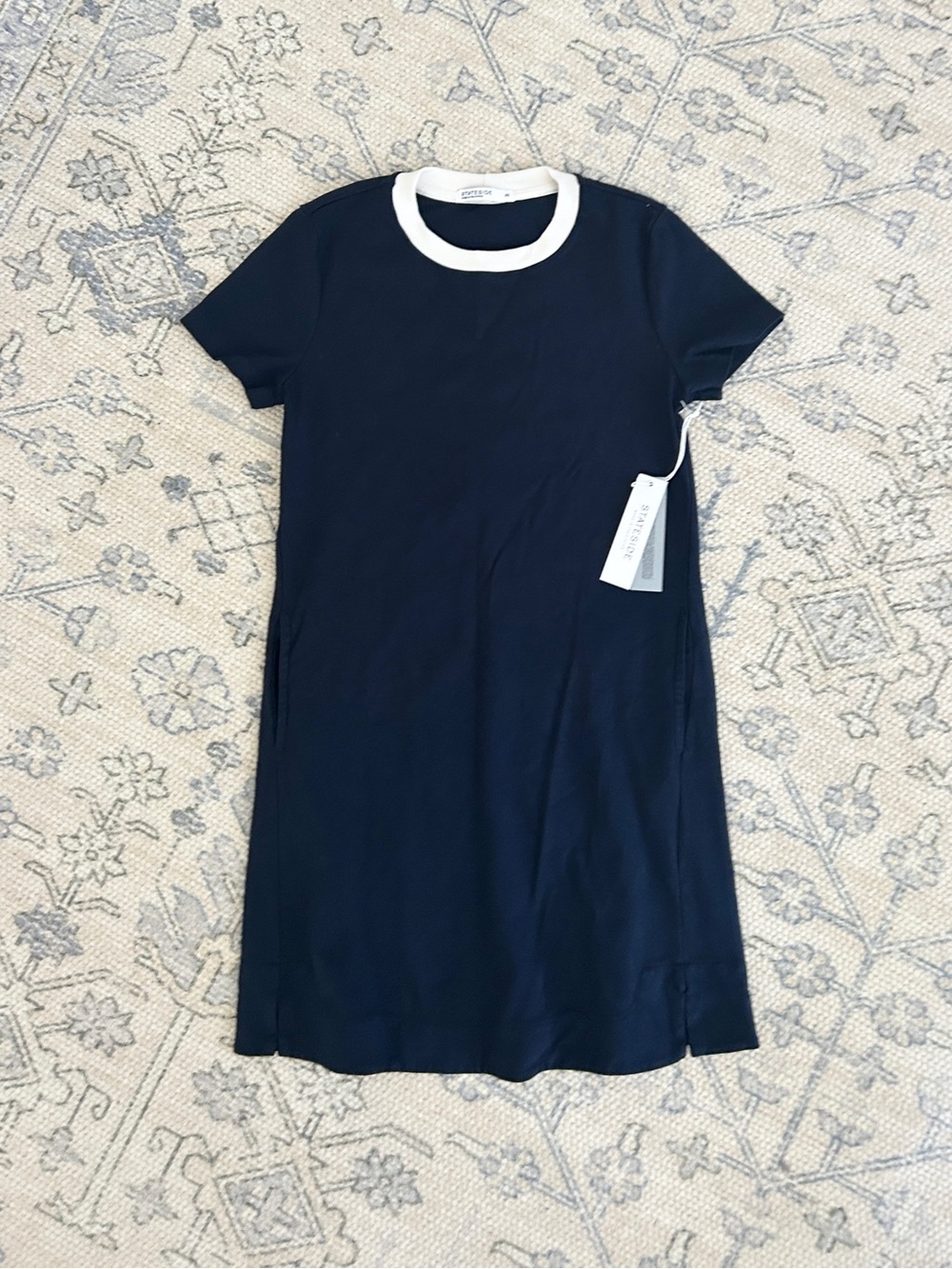 NWT $134 Made in USA French Cotton Sailor Mini Dress XS 0 2 Womens Navy Blue